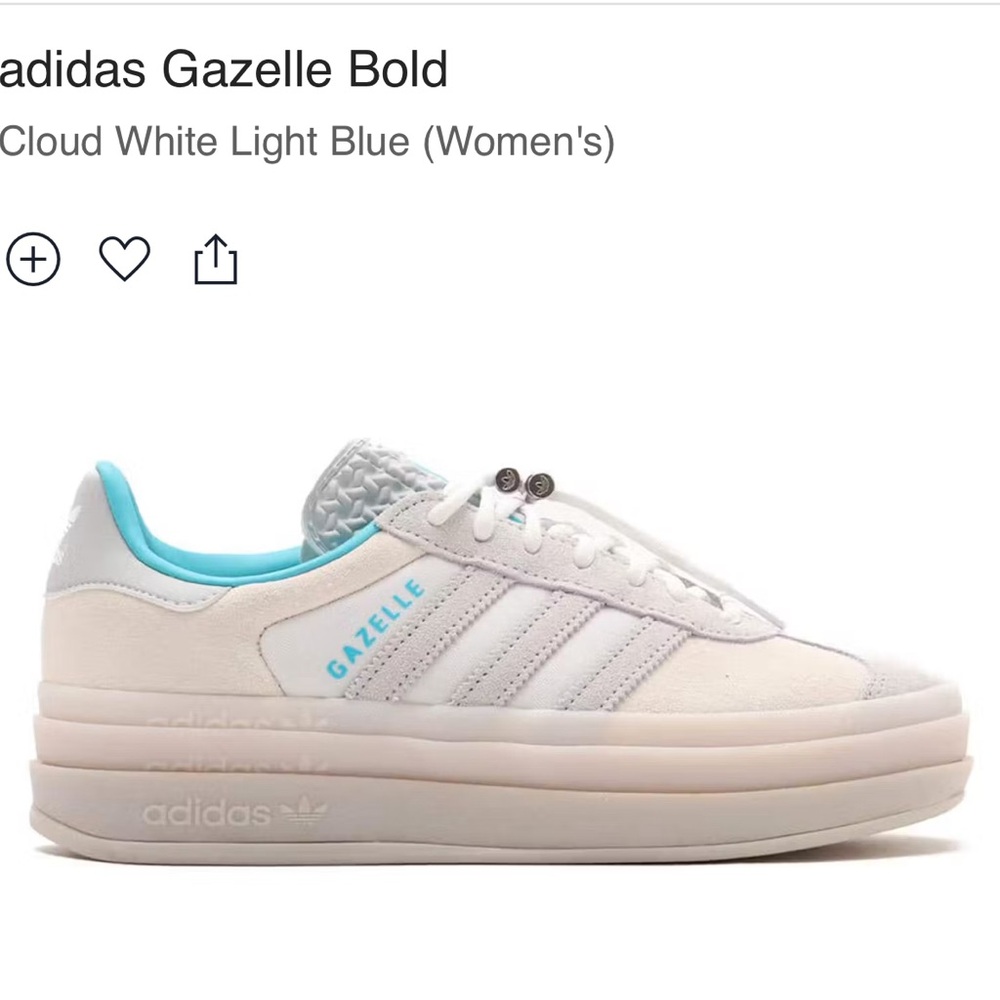 NWT adidas Gazelle Bold Cloud White Light Blue